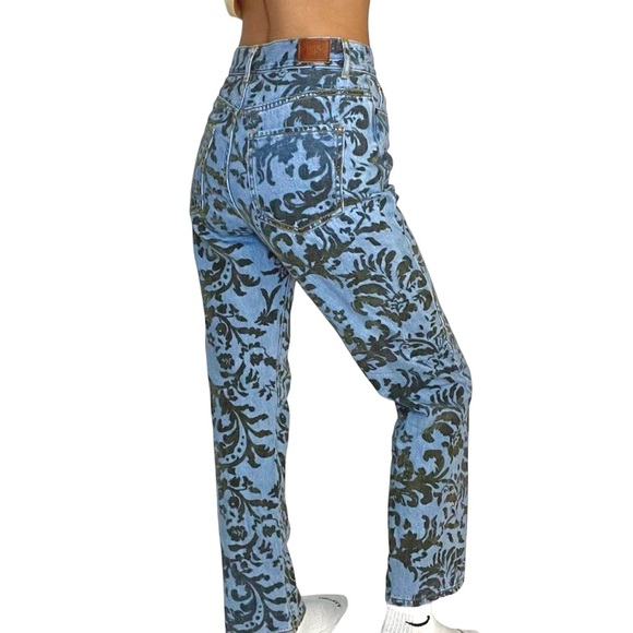 Urban Outfitters BDG High-Waisted Cowboy Jean Flocked Denim Straight Leg Size 27 - Picture 5 of 11